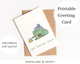 Obtenga mejor pronto tarjeta de rana / descarga digital instantánea, tarjeta de felicitación imprimible / tarjeta de felicitación de animales divertidos / tarjeta de mejores deseos / interior en blanco