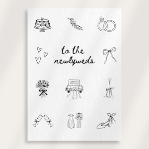 Newlyweds Printable Wedding Card | Hand-Drawn Wedding Card, Black and White Wedding Card, Minimalist Wedding Card, Instant Digital Download