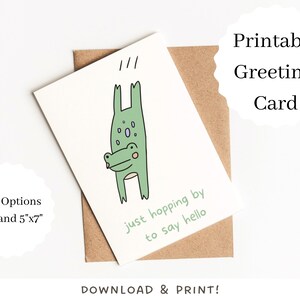 Funny Frog Greeting Card | Digital Download, Printable Card | Cute Toad Card | Hello Card | Blank Greeting Card for Animal Lovers |Frog Meme