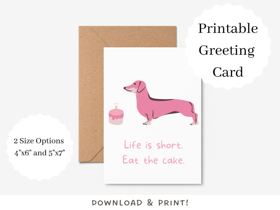 Funny Dachshund Birthday Card | Digital Download | Printable Dog Card ...