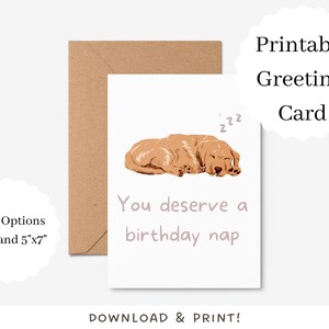 Carte d'anniversaire de Golden Retriever | Téléchargement numérique | Carte de voeux imprimable pour chien | Carte d'anniversaire drôle pour les amoureux des chiens | Vous méritez une sieste