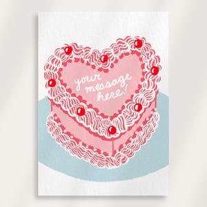 Cartão de felicitações de bolo vintage personalizado | Cartão de aniversário para impressão, Cartão de aniversário de bolo vintage, Cartão de felicitações digital, Cartão de felicitações personalizado