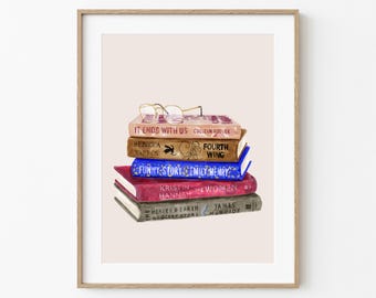 Custom "Favourite Books" Hand-Drawn Digital Watercolour Art | Personalized Book Stack Art| Custom Watercolour Illustration, Book Lover Gifts