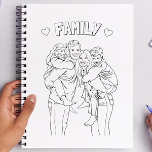 Custom Coloring Book Pages, Custom Line Art Print - Hand-Drawn Line Art from Photos, Year in Review Coloring Book, Custom Kids Coloring Book