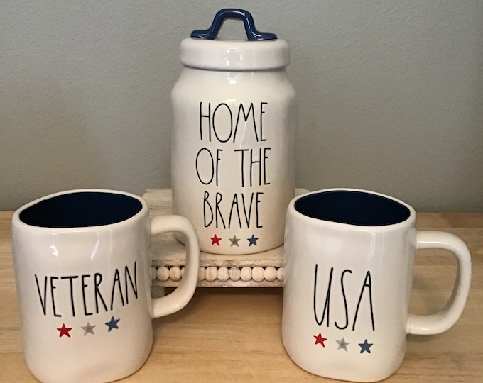 Rae Dunn Patriotic Canister, Veteran Mug, USA Mug, Fourth of July Decor 4th of July Decor, Red