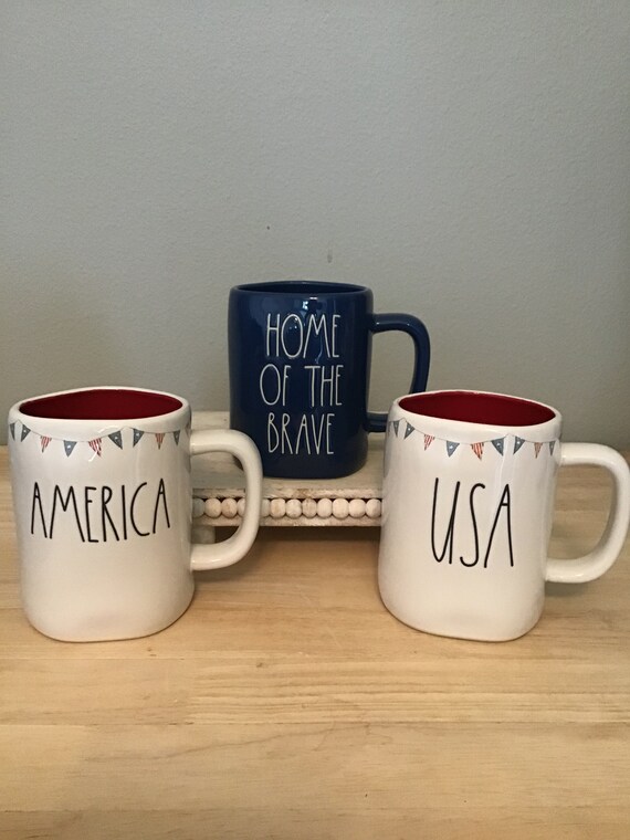 Rae Dunn Patriotic Mugs America Mug USA Mug Home of the - Etsy