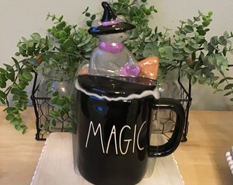 Rae Dunn authentic Halloween mug with topper, magic witch mug, farmhouse decor