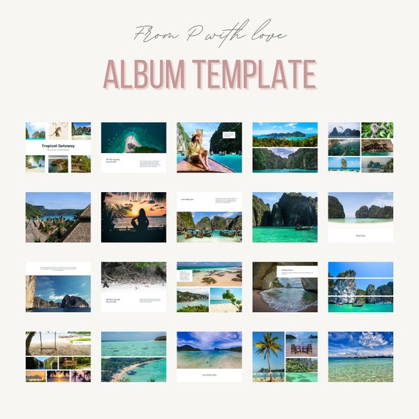 CANVA Modern Travel Album Template | 11*8.5" | Rectangular Photobook Templates | Digital Scrapbook | Photo Collage | Editable Photo Book