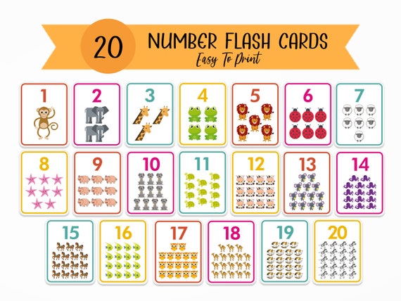 Numbers Flash Cards, Preschool Counting Flash Cards, Count and Clip, Number Cards 1-20, Montessori Flash Cards, Instant Download