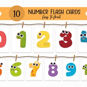 Nummers Flash Cards, Preschool Flash Cards Tellen, Tellen en Clip, Number Cards 1-10, Montessori Flash Cards, Instant Download