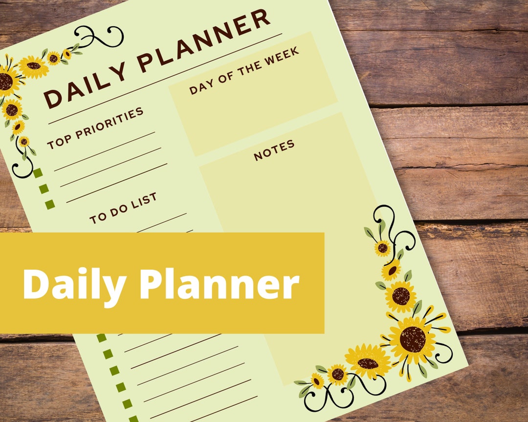 Sunflower Daily Planner - Etsy