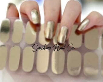 Gold Chrome Nail Polish Strips: Gel Nail Stickers, No UV Light