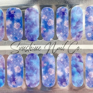 Pastel Blossom Watercolor Floral Flowers Nail Wraps, 100% Nail Polish Stickers, Non-Toxic Nail Strips
