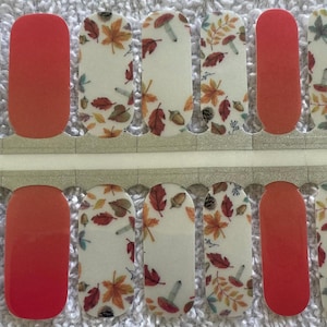 Kids-Fall Shimmer Nail Wraps, 100% Nail Polish Strips, Nail Stickers.