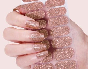 Copper Glow Glitter Nail Polish Strips: Non-Toxic Nail Art
