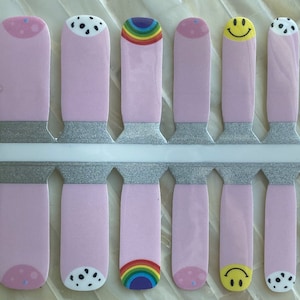KIDS- Smiles and Rainbows Nail Wraps, 100% Nail Polish Stickers, Non-Toxic Nail Strips