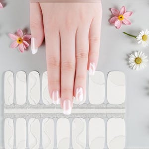 White Swirl Nail Polish Stickers: Transparent Nail Wraps