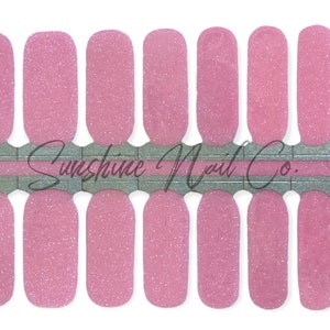 Pink Shimmer Nail Wraps, 100% Nail Polish Stickers, Non-Toxic Nail Strips