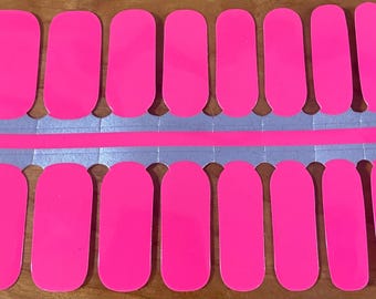 Neon Hot Pink Nail Polish Strips: Non-Toxic Nail Wraps
