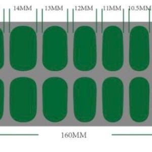 May include: A grey rectangular tray with 16 oval-shaped compartments. The compartments are filled with a dark green substance. The tray measures 160 mm by 53.6 mm and each compartment is a different size, ranging from 7.3 mm to 16 mm.