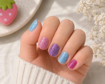 Kids Sugar Plum Sparkle Nail Wraps: Non-Toxic Nail Polish Stickers