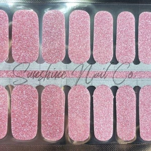 Pink Glitter Nail Wraps, 100% Nail Polish Strips, Nail Stickers.