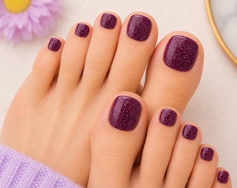 Black Cherry Sparkle- Toe Nail Polish Strips: Non-Toxic Nail Wraps