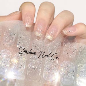 Transparent Sparkle Gel Nail Polish Strips: Non-Toxic Gel nail strips