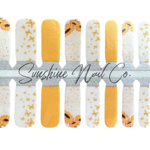 Kids Sunflower Butterfly Nail Wraps: Non-Toxic Nail Polish Stickers