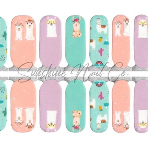 KIDS- Llama Party Nail Wraps, 100% Nail Polish Stickers, Non-Toxic Nail Strips