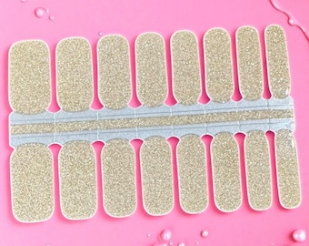 Gold Glitter Nail Polish Strips, Non-Toxic Nail Wraps