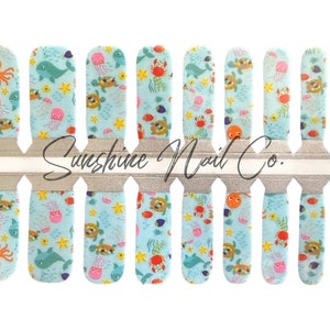 KIDS- Sea Life  Nail Wraps, 100% Nail Polish Stickers, Non-Toxic Nail Strips.