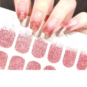 Rose Gold Glitter Fade Gel Nail Polish Strips: No UV Light image 1