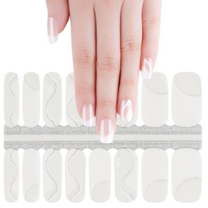 White Transparent Swirl Nail Wraps, 100% Nail Polish Stickers, Non-Toxic Nail Strips
