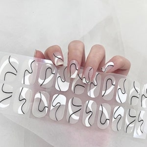 Fine Line nail wraps, 100% GEL Nail Polish Strips no UV light needed, Nail Stickers.