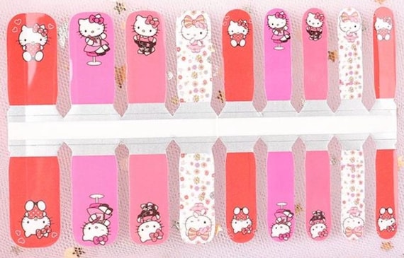 Kids Pink Kitty Nail Polish Strips: Non-Toxic Nail Wraps