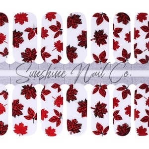 Fall Leaves- transparent Nail Wraps, 100% Nail Polish Strips, Nail Stickers.
