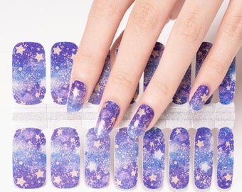Starry Sky Nail Polish Stickers: Shimmer Nail Wraps