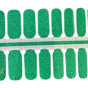 Green Glitter Nail Wraps, 100% Nail Polish Stickers, Non-Toxic Nail Strips