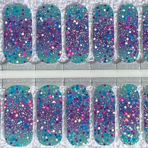 Turquoise Glitter Bomb 100% Nail Polish Wraps, Nail Strips, Nail Stickers. Free set with purchase of 3 or more!