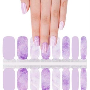 Shades of Lavender with hints of Glitter Nail Wraps, 100% Nail Polish Stickers, Non-Toxic Nail Strips
