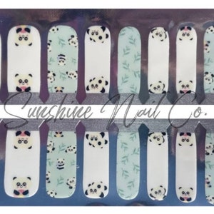 KIDS- Panda Bamboo Nail Wraps, 100% Nail Polish Stickers, Non-Toxic Nail Strips.
