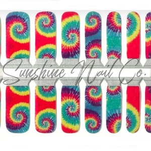 KIDS- Tye Dye Swirl Nail Wraps, 100% Nail Polish Stickers, Non-Toxic Nail Strips.