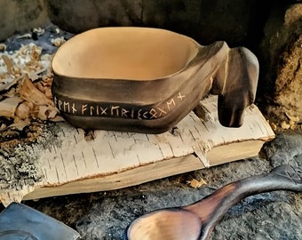 Kuksa Cup - Viking Mug Norse Runes - Coffee Wooden Mug Camping & Bushcraft | Witaberget