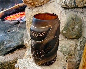 Wooden Mug - Beer Stein - Hand Carved Viking Mug - Pagan Birch Tankard  | Witaberget