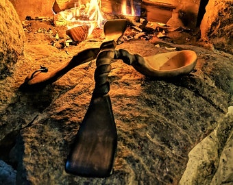 birch wood spoon/spatula set,campfire/kitchen cook equipment,Lagerfeuer Kochausrüstung,Holzlöffel/Pfannenwender set,camping gear hand carved