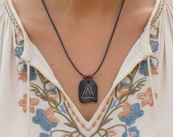 Wooden Necklace | Nature Jewelry for Women | Handmade Birch Pendant with Leather Cord | Witaberget