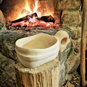 wooden kuksa, kåsa,ククサ, travel mug, coffee cup, bushcraft bowl, Reise Holz Tasse, hiking guksi, hand carved in swedish birch by Witaberget