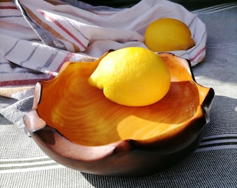 Wooden Bowl - Farmhouse Serving Dish - Handmade Fruit & Bread Bowl - Home Decor | Witaberget