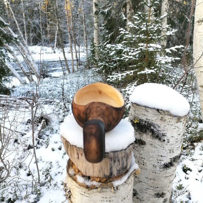 Taza De Madera Kuksa Estilo Laponia Finlandia | Para Café, Té O Leche, Artesanía Rústica
